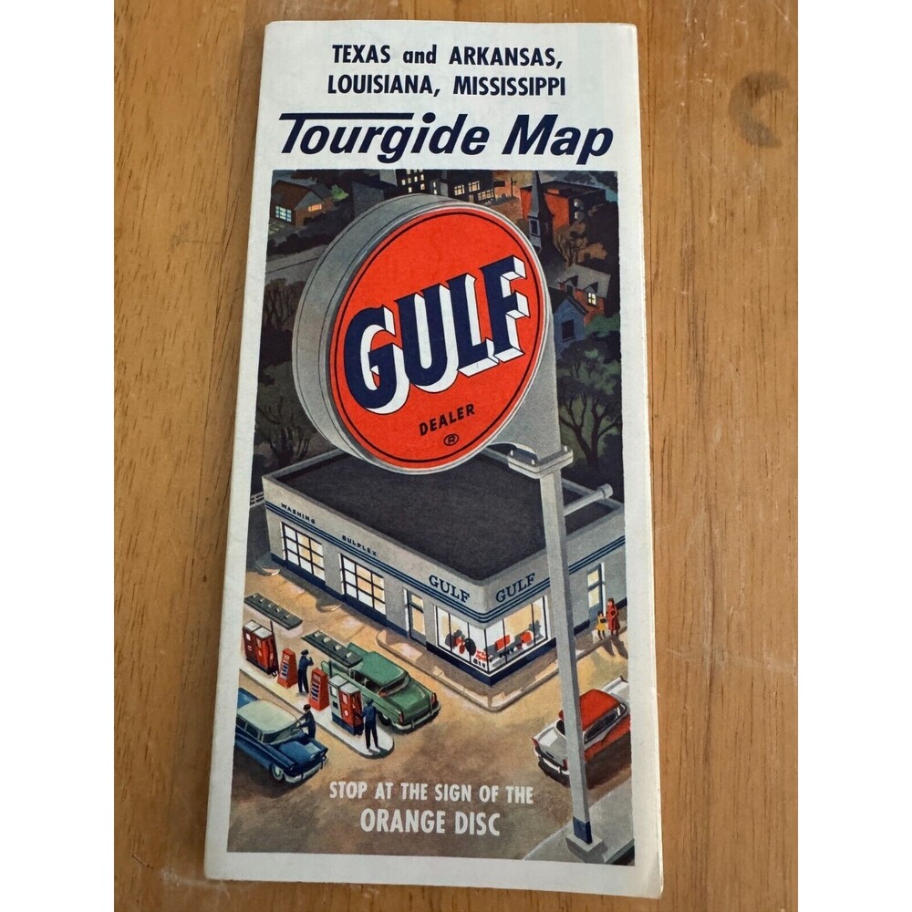 Vintage Gulf Tour Guide Travel Road Map Texas Arkansas Louisiana Mississippi